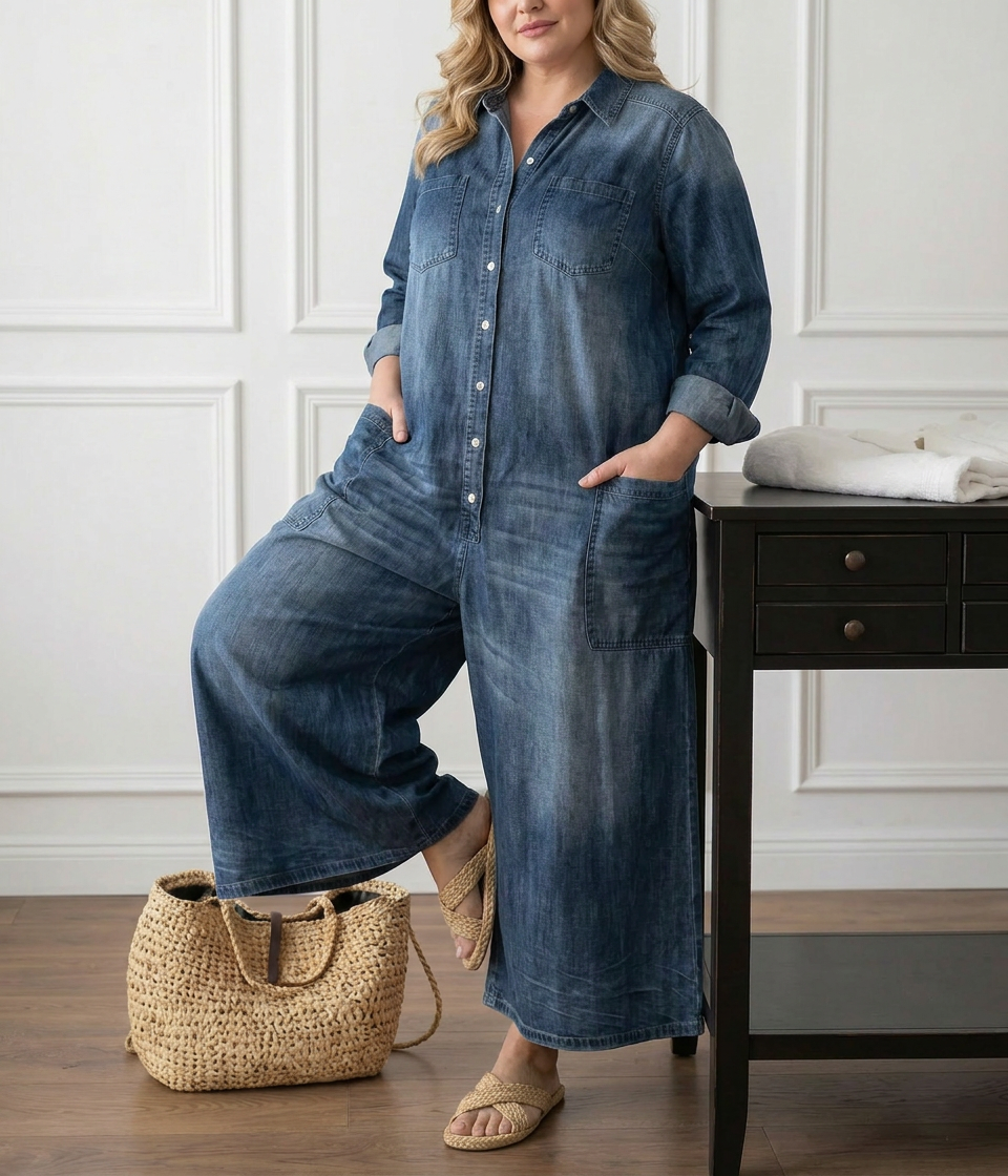 Diana | Combinaison en Jean Vintage à Boutons