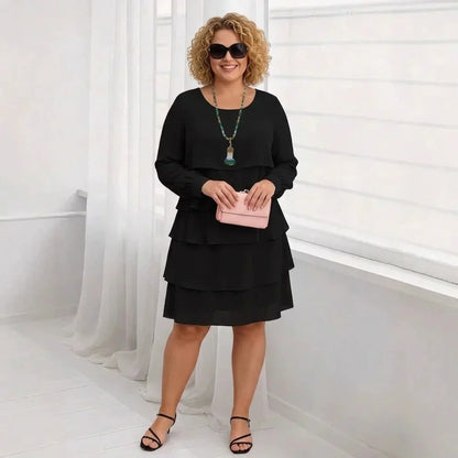 Margaret | Robe Confortable Élégante à Volants Manches Longues