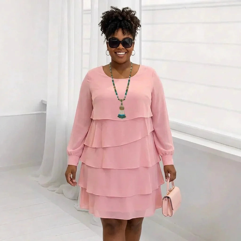 Margaret | Robe Confortable Élégante à Volants Manches Longues