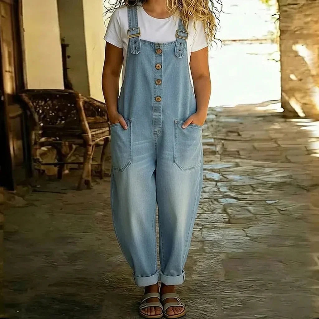 Mae | Salopette Effet Jean à Bretelles Réglables