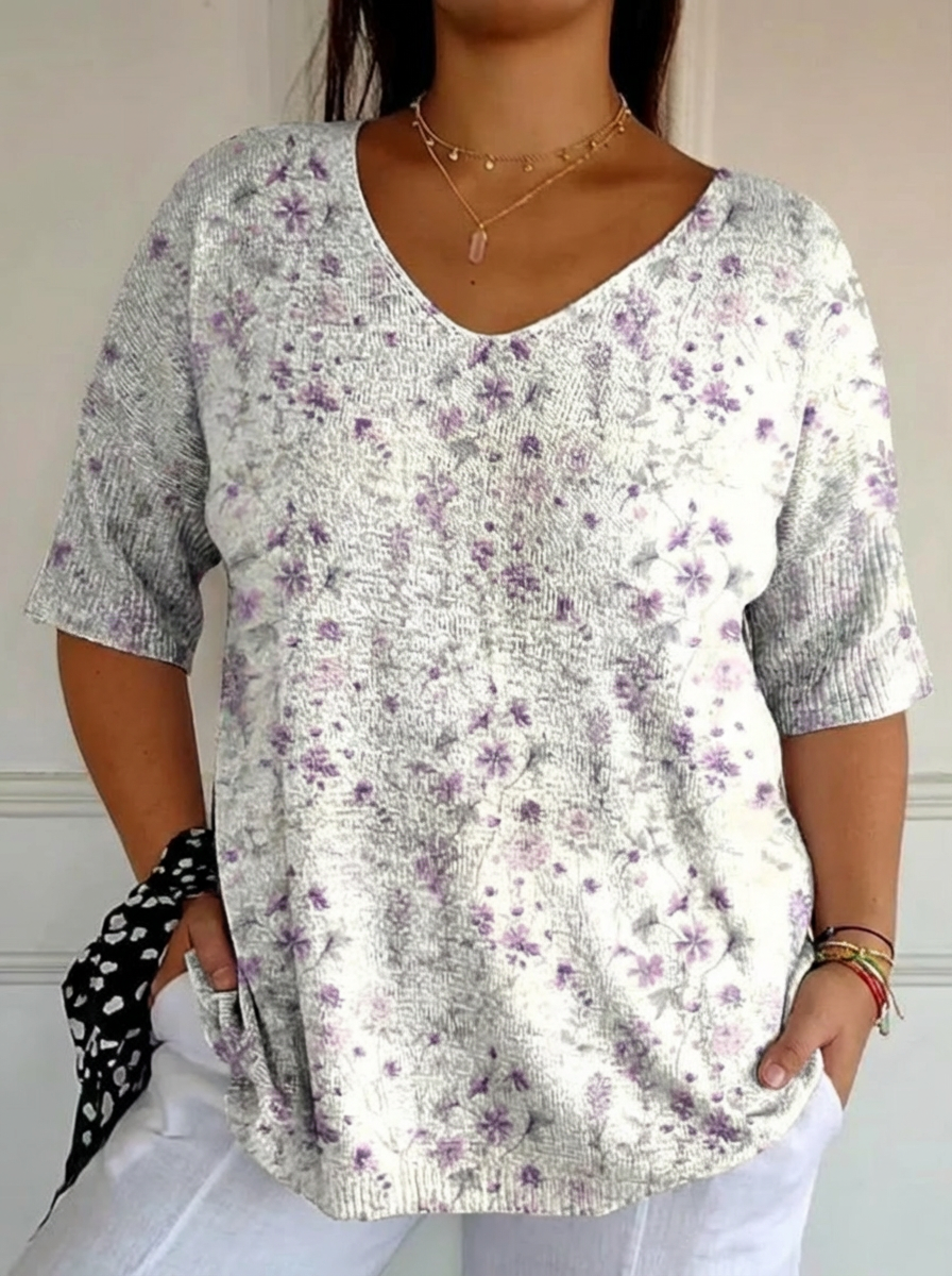 Olga | Top en Maille Fleurs Vintage