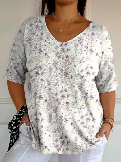 Olga | Top en Maille Fleurs Vintage