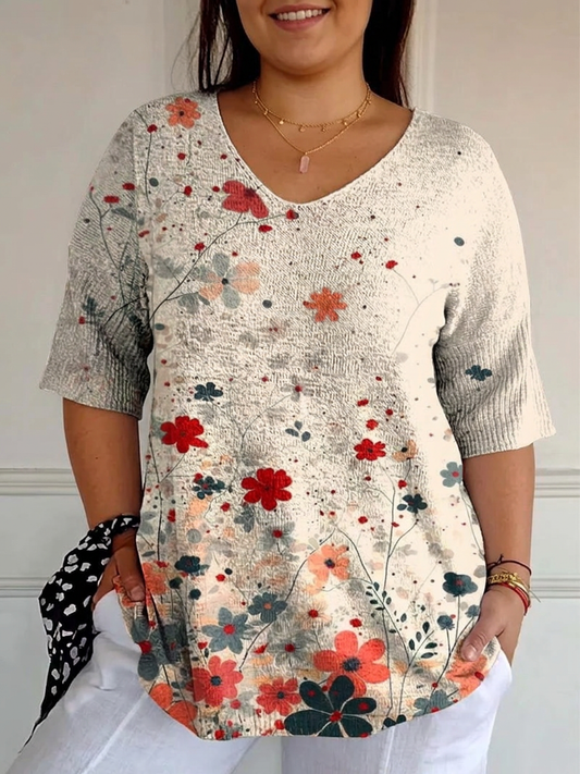 Rose | Top de Maille Imprimé Fleural