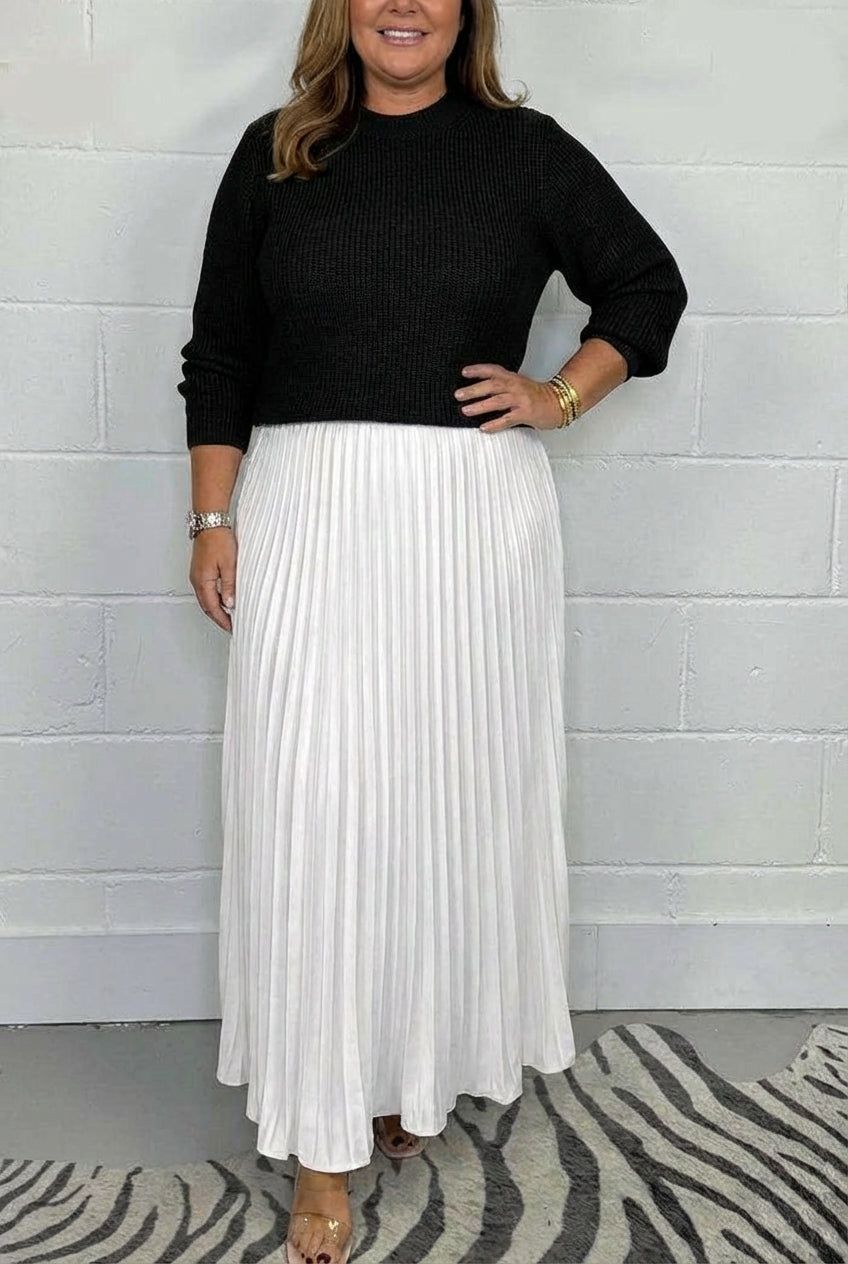 Claudia | Robe Longue avec Cardigan et Plis