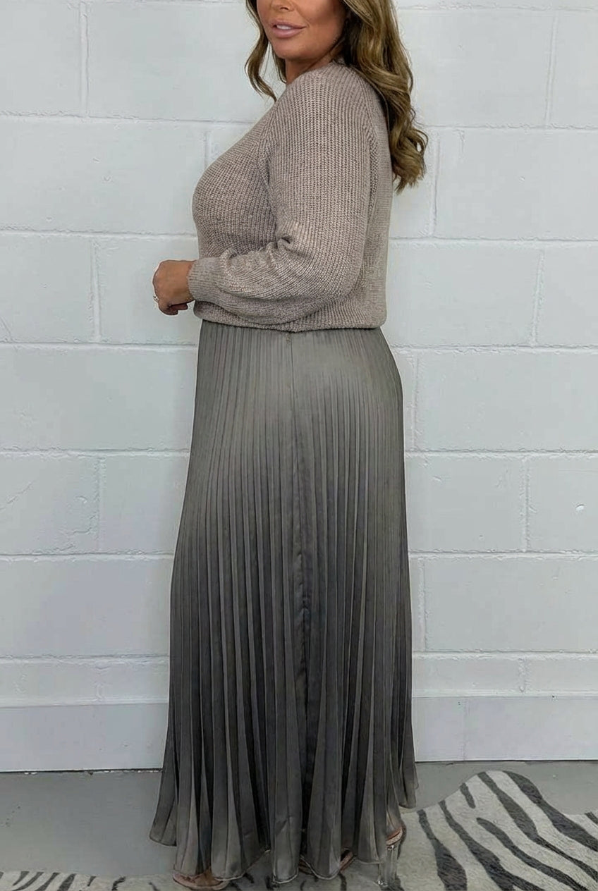 Claudia | Robe Longue avec Cardigan et Plis