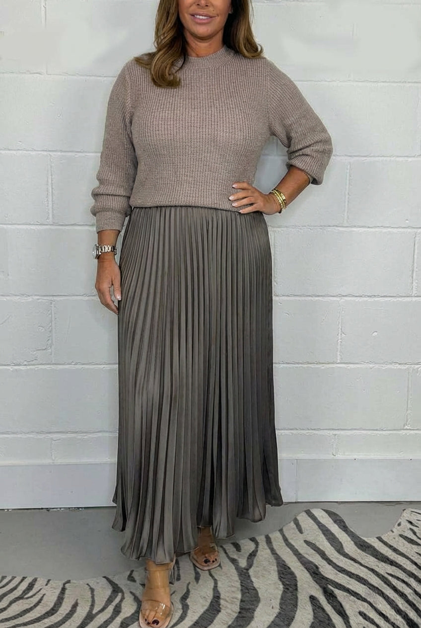 Claudia | Robe Longue avec Cardigan et Plis