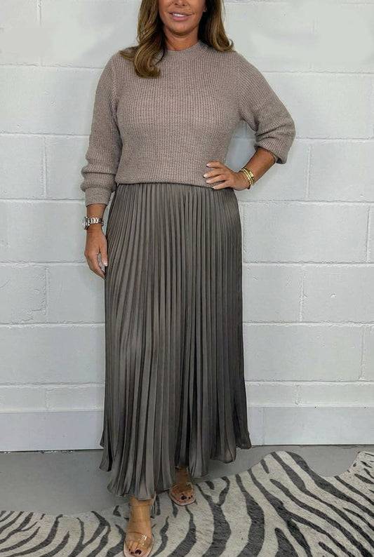 Claudia | Robe Longue avec Cardigan et Plis