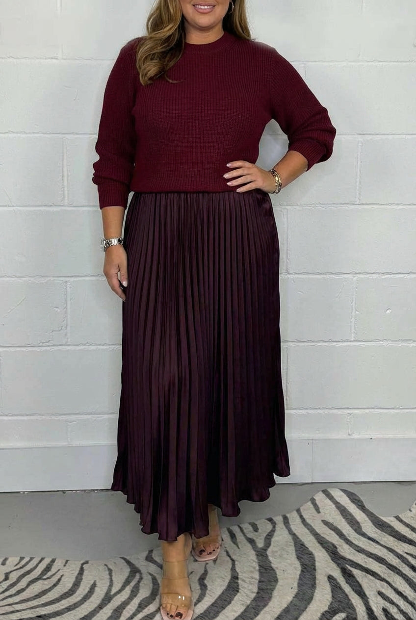 Claudia | Robe Longue avec Cardigan et Plis