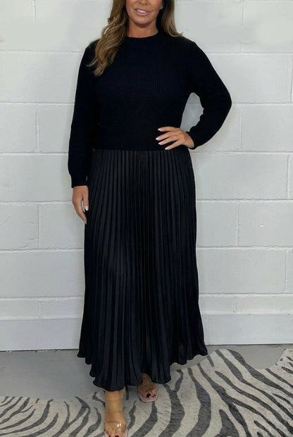 Claudia | Robe Longue avec Cardigan et Plis