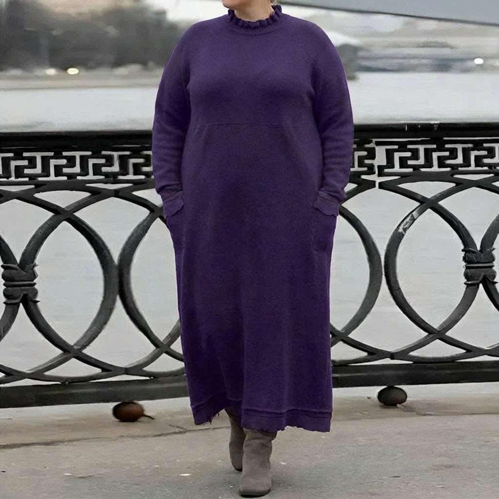 Mara | Robe Longue en Maille à Manches Longues