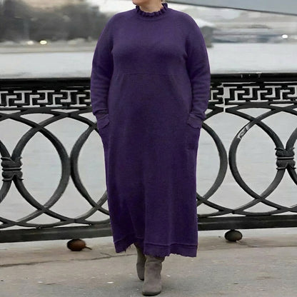 Mara | Robe Longue en Maille à Manches Longues