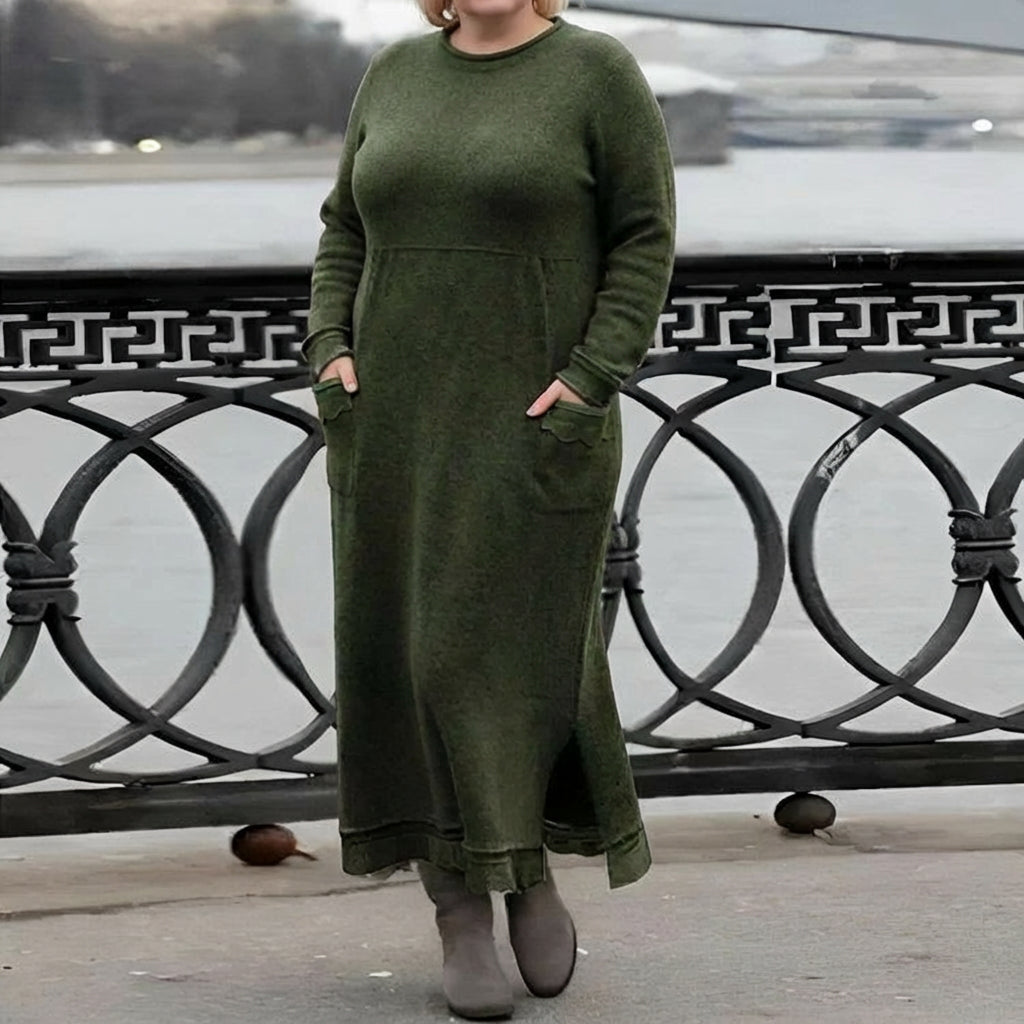 Mara | Robe Longue en Maille à Manches Longues
