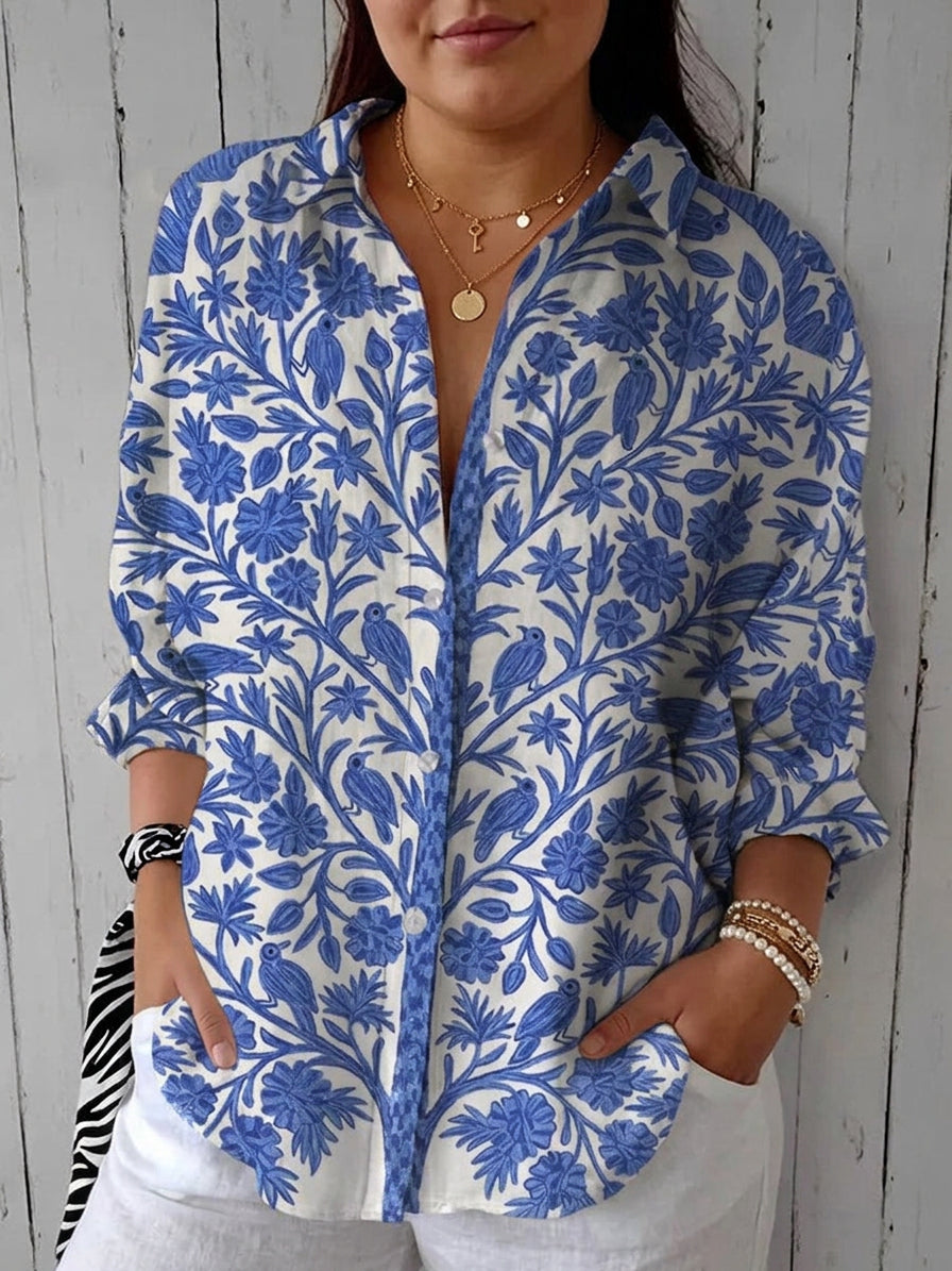 Vivienne | Blouse Fleurie Bleue