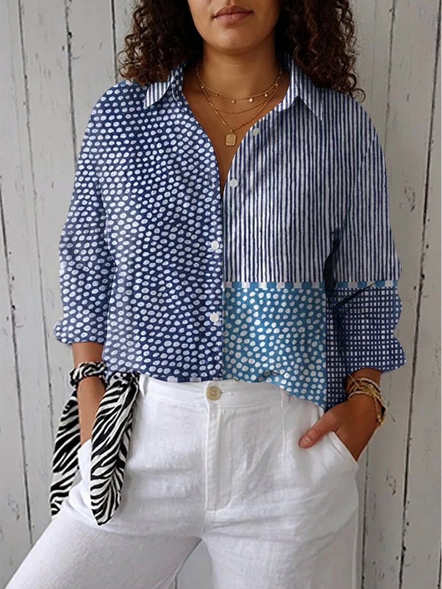 Pamela | Blouse Patchwork Bord de Mer