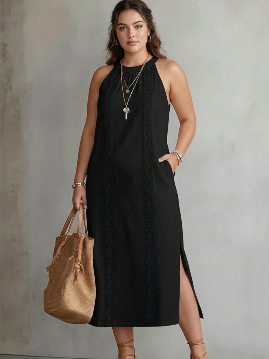 Celine | Robe Midi Sans Manches en Dentelle