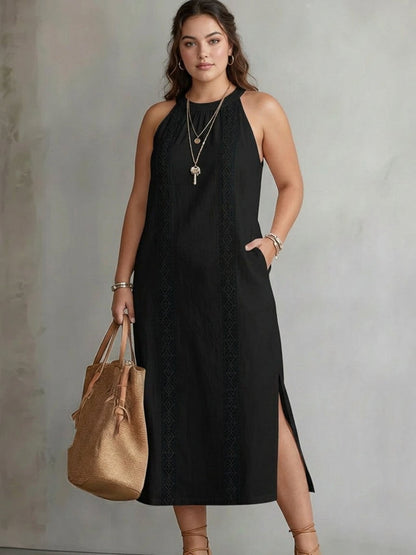 Celine | Robe Midi Sans Manches en Dentelle