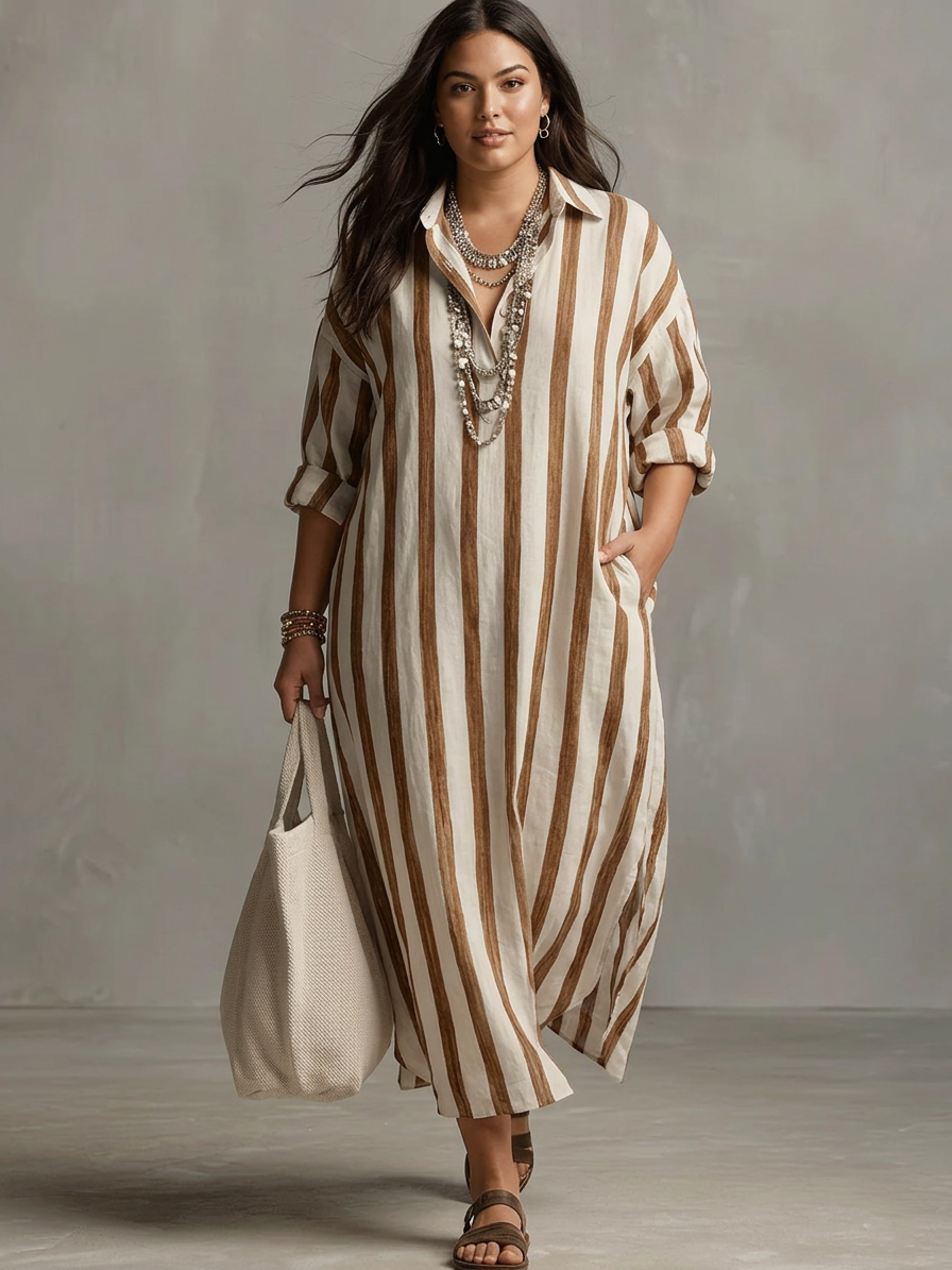 Liora | Robe Maxi Oversize à Rayures