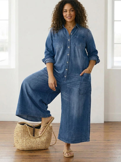 Diana | Combinaison en Jean Vintage à Boutons