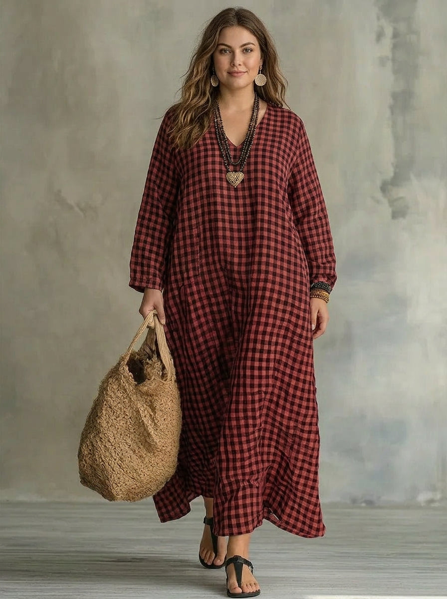 Mila | Robe Maxi à Carreaux