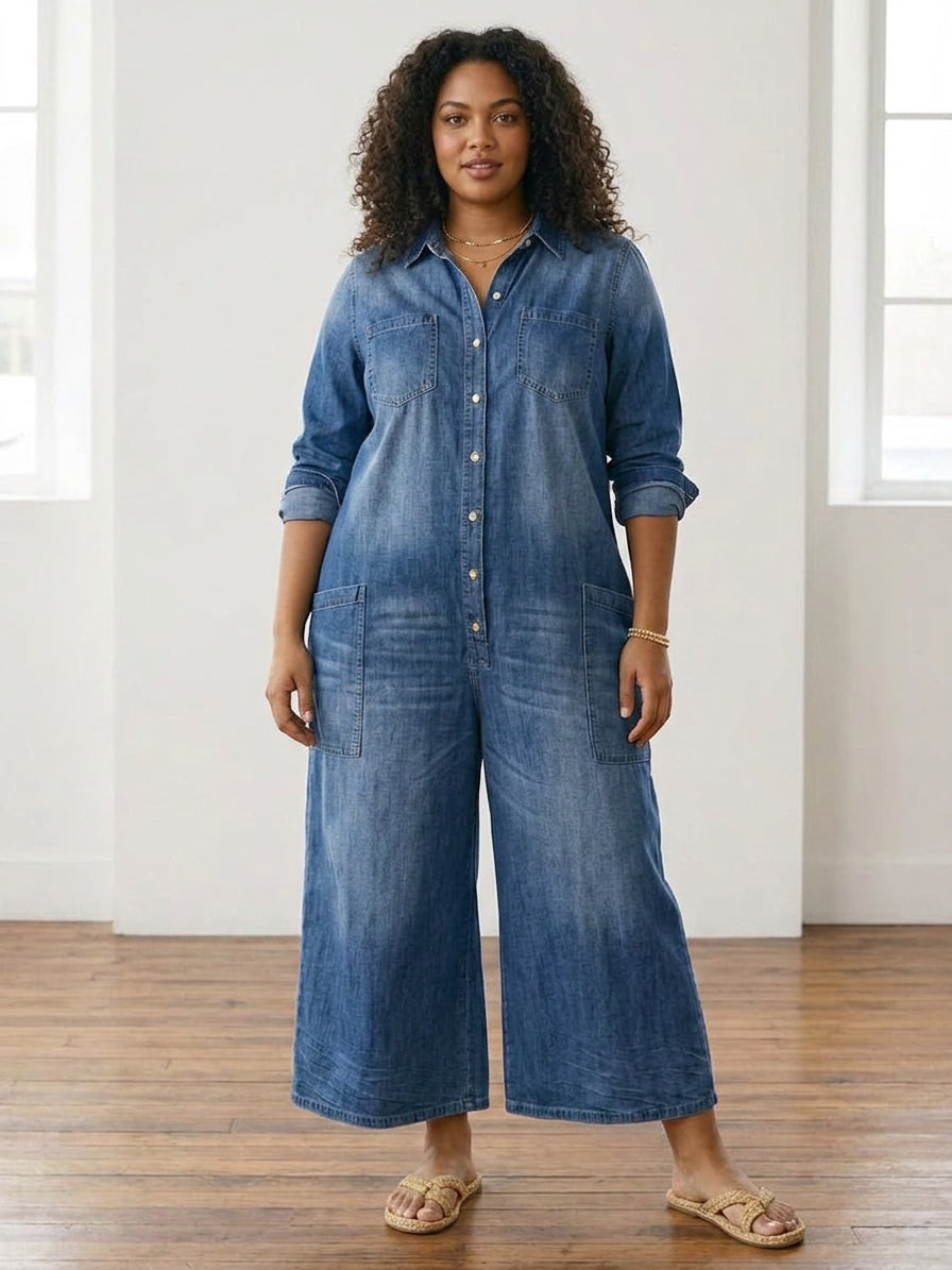 Diana | Combinaison en Jean Vintage à Boutons