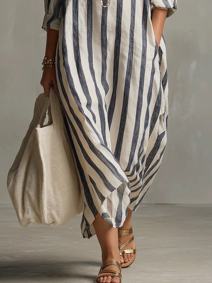 Liora | Robe Maxi Oversize à Rayures