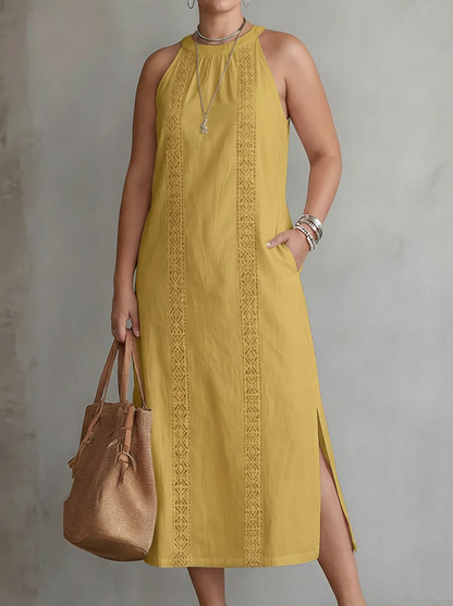Celine | Robe Midi Sans Manches en Dentelle
