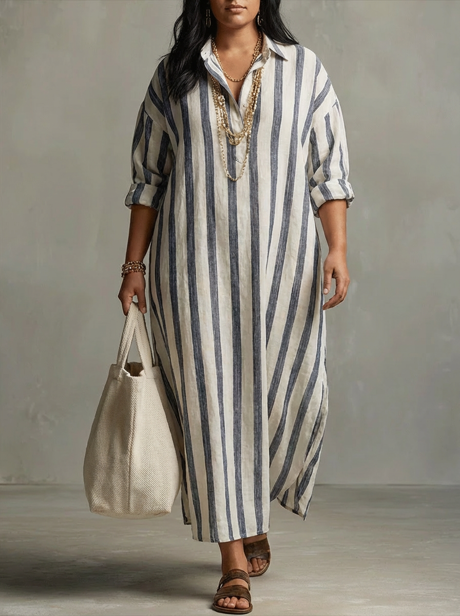 Liora | Robe Maxi Oversize à Rayures