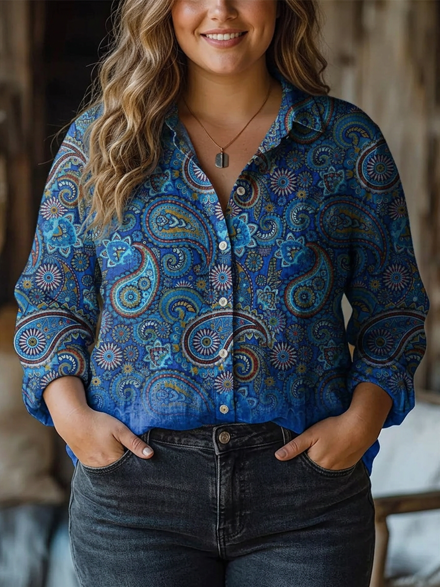 Christina | Blouse Élégante à Motif Cachemire