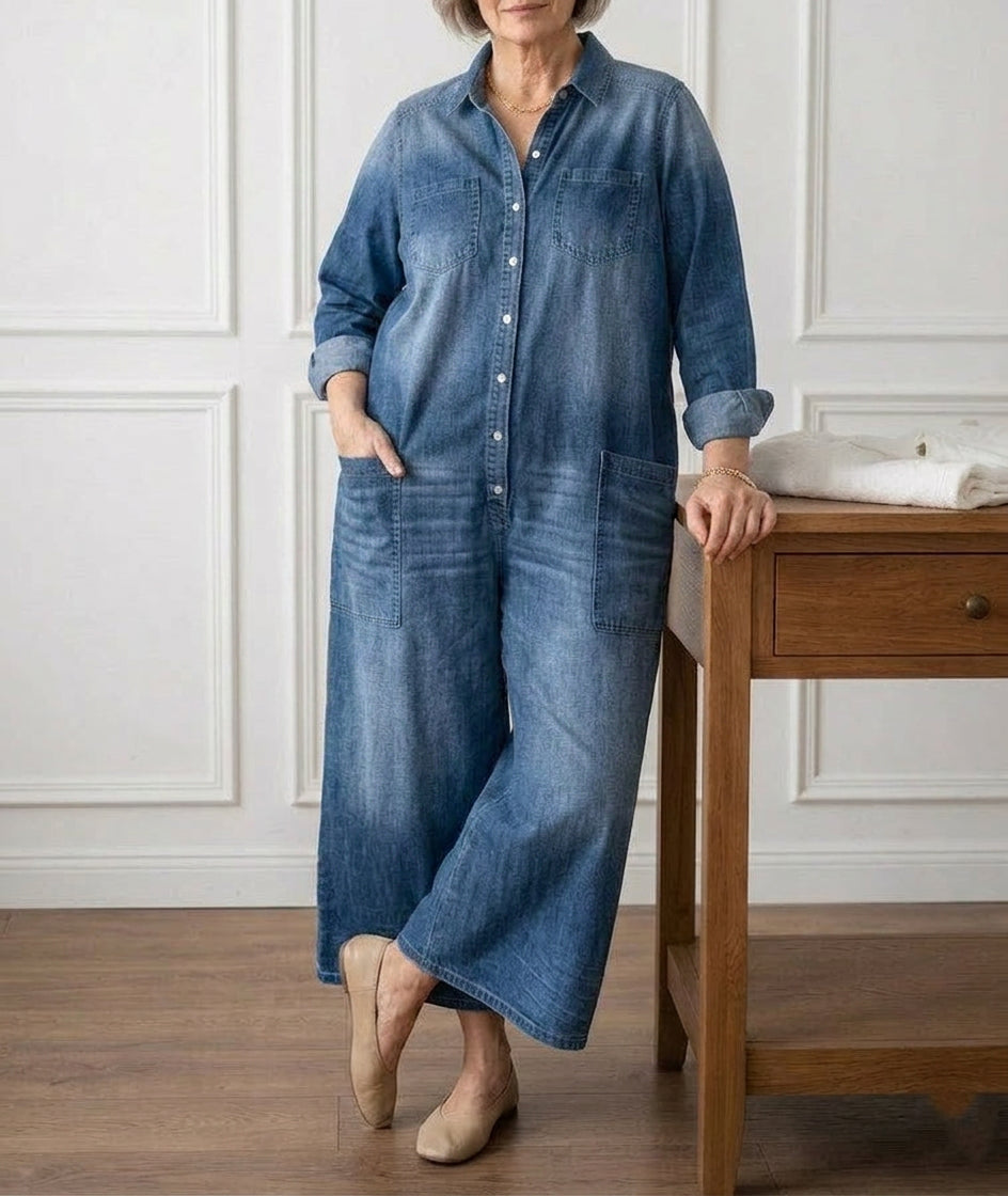 Diana | Combinaison en Jean Vintage à Boutons